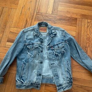 Levi's Blue Jean Jacket Distressed Casual Style